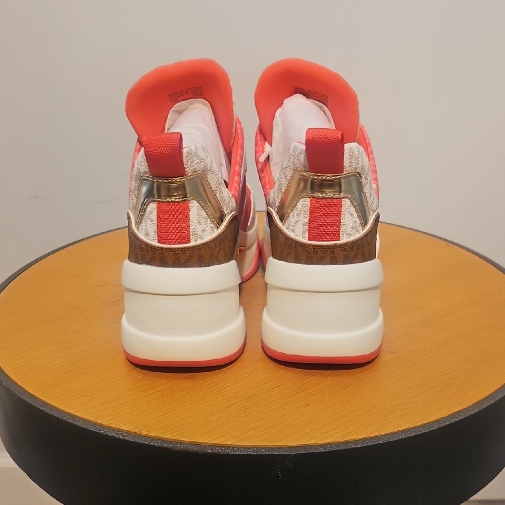 Michael Kors Women's Coral and White Sneakers - Picture 4 of 8